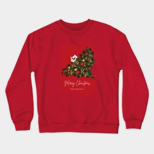 Merry Christmas From The Cat - Red Christmas Aesthetic Crewneck Sweatshirt